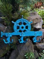 VĚŠÁK KORMIDLO LITINA MODRÁ PATINA - Obrázek 2