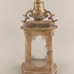 LUCERNA ZDOBENÁ ZLATÁ PATINA VÝŠKA 38CM